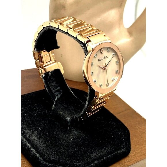 Bulova Women's Watch 97P132 Quartz Diamond Dial Rose Gold Stainless Stee… - Picture 15 of 15